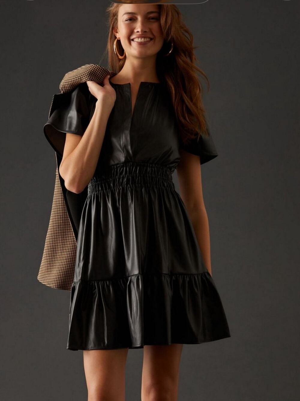 Anthropologie the somerset vegan leather mini dress size small